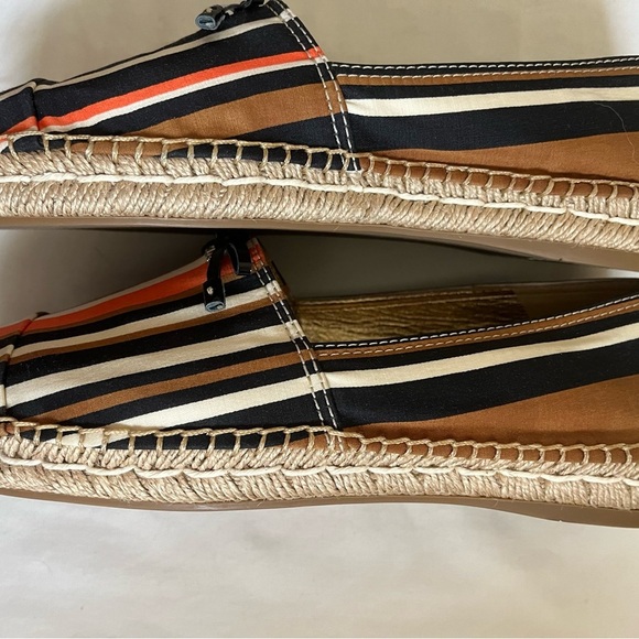 Prada Calzature Donna Tabacco/Arancio Striped Slip On Logo Espadrille Sz 38 NIB - Picture 13 of 16